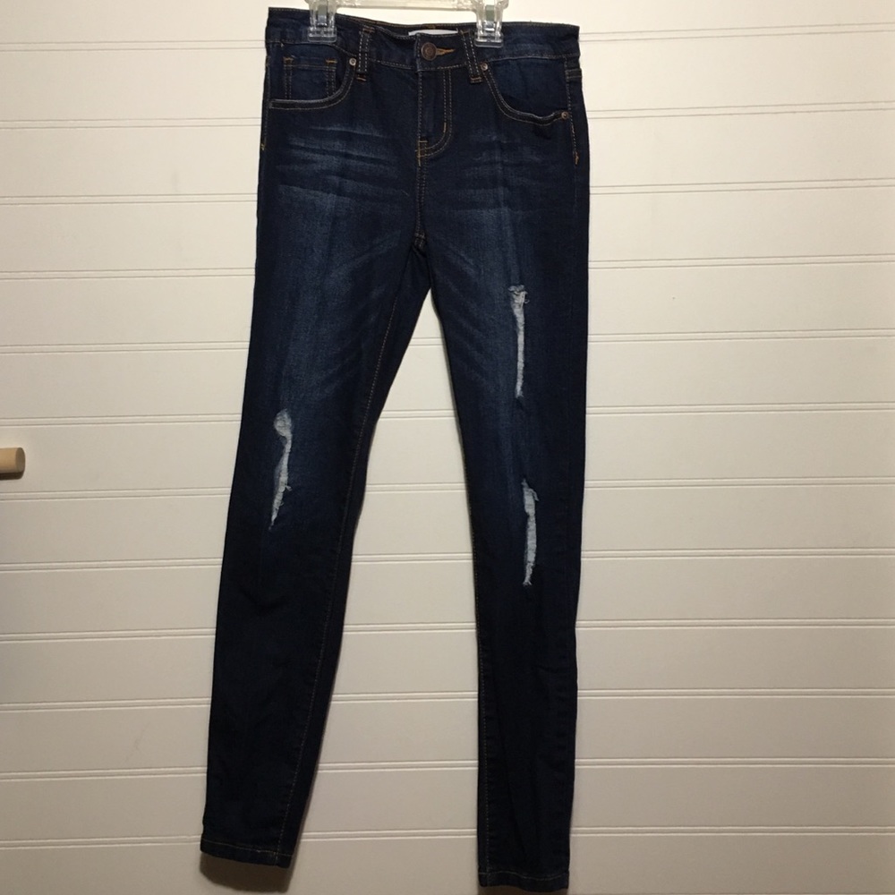 Dark blue ripped jeans